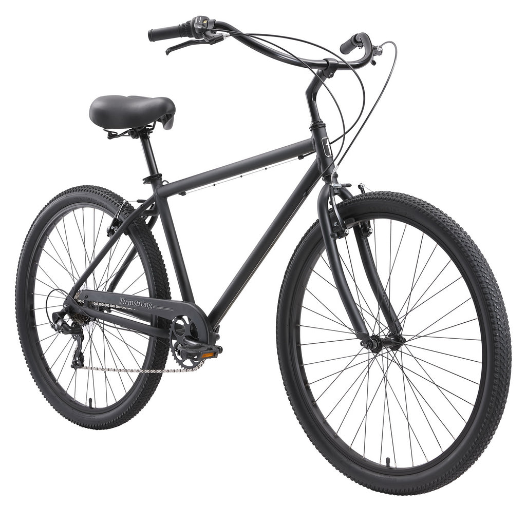 29" Black Rock 7sp Matte Black bicycle on a white background