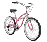 Pink bicycle on a white background