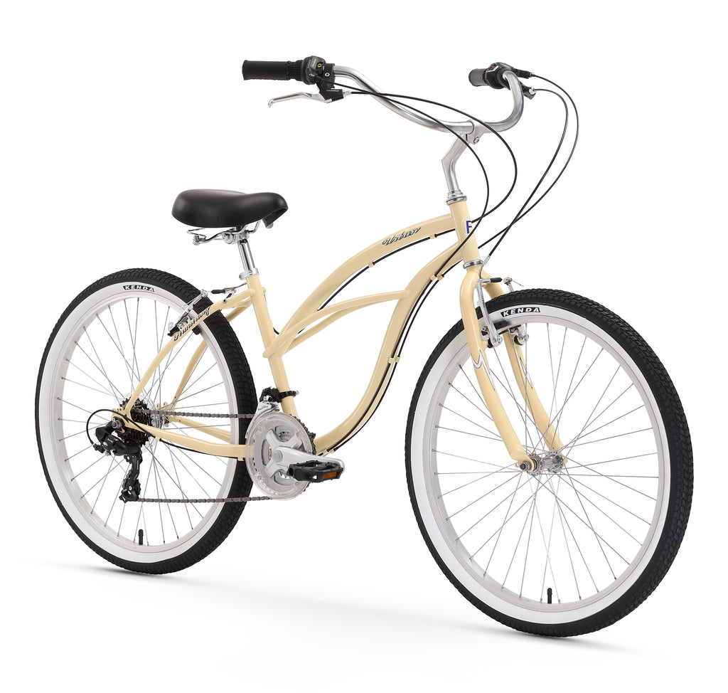 urban womens bike Firmstrong Urban Lady 26" 21 Speed Beach Cruiser Bicycle Vanilla
