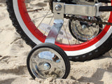 Firmstrong Mini Bruiser 16" Beach Cruiser Bicycle w/ Training Wheels, Black w/ Red Rims