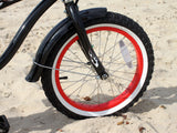 Firmstrong Mini Bruiser 16" Beach Cruiser Bicycle w/ Training Wheels, Black w/ Red Rims