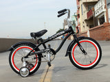 Firmstrong Mini Bruiser 16" Beach Cruiser Bicycle w/ Training Wheels, Black w/ Red Rims