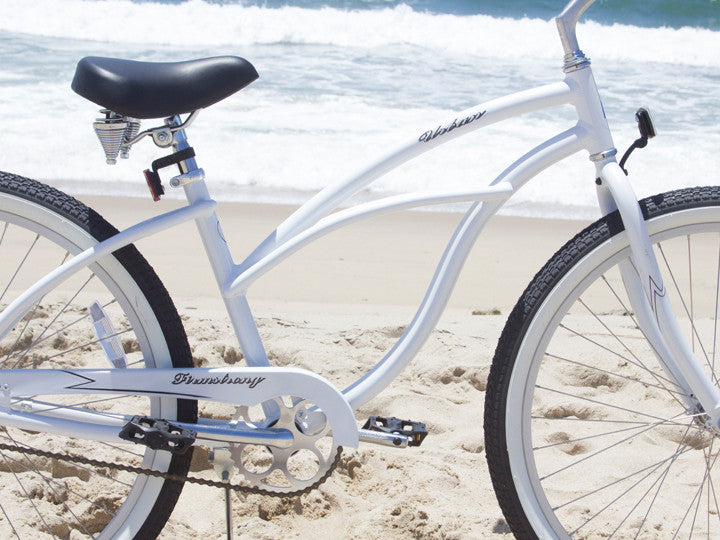 white womens bicycle Firmstrong Urban Lady Aluminum Single Speed Beach Cruiser Bike