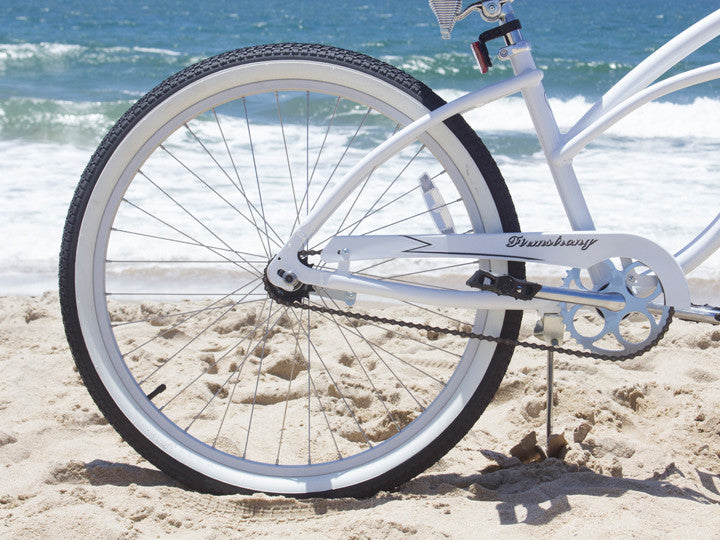 white womens bicycle Firmstrong Urban Lady Aluminum Single Speed Beach Cruiser Bike